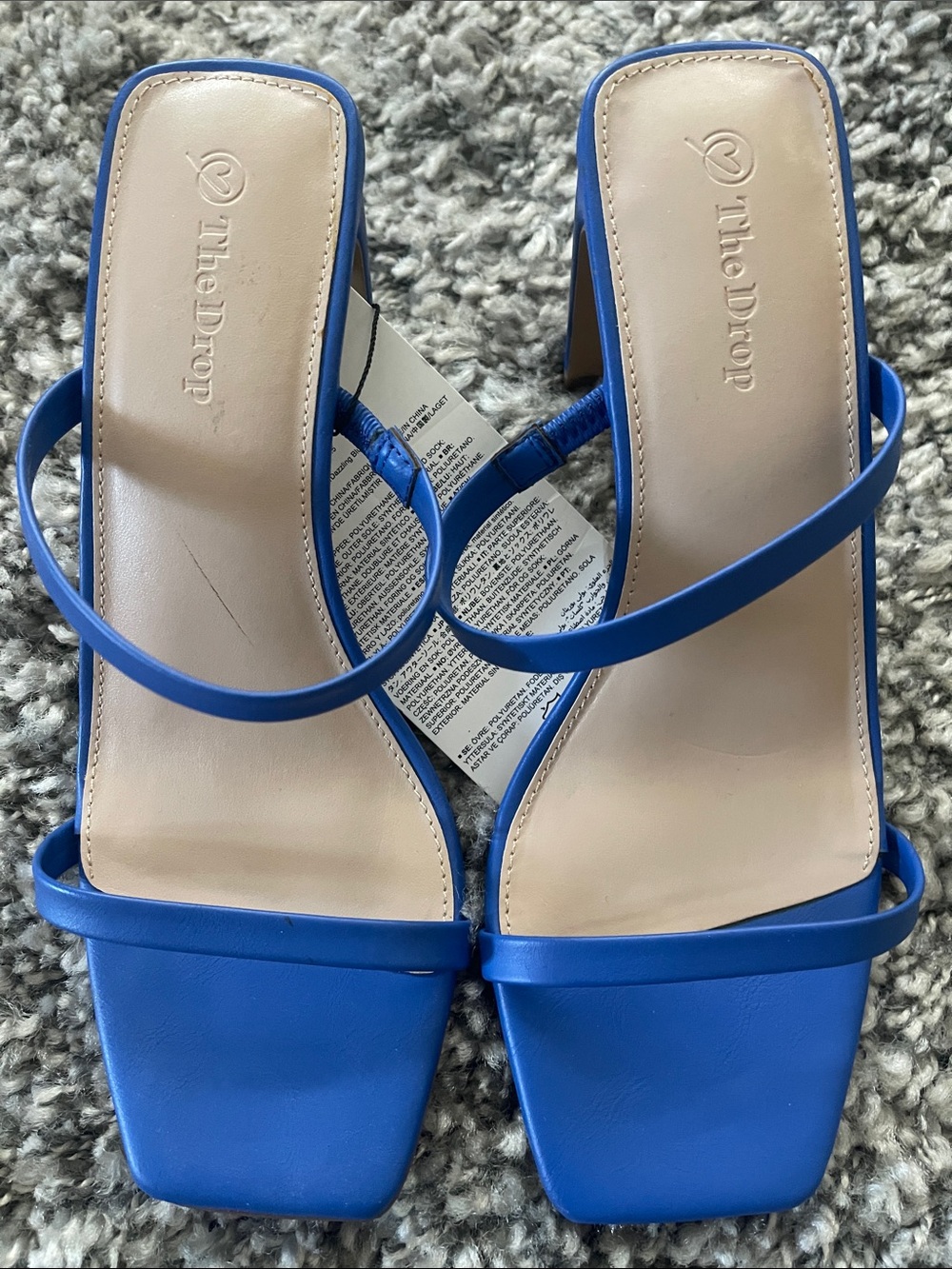 The Drop NWT Blue Strappy Square-Toe Heeled Sandals